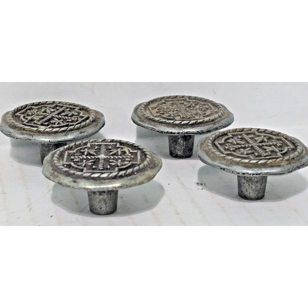 4 Vintage National Lock Antique Gold 1-1/2" Rope Braid Furniture Knob 63-3469 - Picture 9 of 14